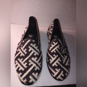 By Paige Needlepoint Shoes Women's Black & White  Needlepoint Loafers, SZ 7.5